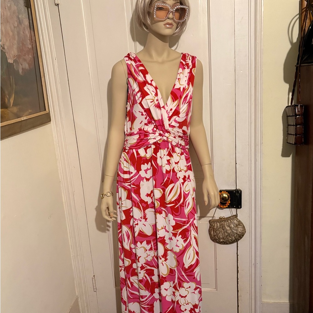 Floral Pink and White Maxi Dress